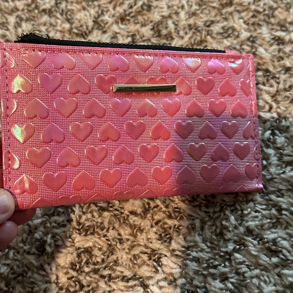 Pink Heart Embossed Wallet